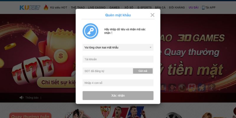 Hướng dẫn hội viên Kubet77 khi quên mật khẩu